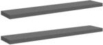 vidaXL Schweberegale 2 Stk Hochglanz-Grau 120x23,5x3,8 cm MDF 323800