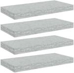 vidaXL Schweberegale 4 Stk Betongrau 50x23x3,8 cm MDF 326596