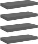 vidaXL Schweberegale 4 Stk Hochglanz-Grau 50x23x3,8 cm MDF 323789
