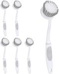 Relaxdays Sp&uuml;lb&uuml;rste 6er Set Kunststoff Grau Gummiert 27 cm x 5 cm x 8 cm