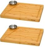 DuneDesign Schneidebrett aus Bambus 2er Set 30 x 25 x 2 cm mit Saftrille