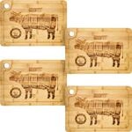 DuneDesign 4er Set Steakteller aus Bambus 33 x 23 x 2cm Motiv Kuh
