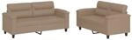 vidaXL 2-Tlg Sofagarnitur mit Kissen Cappuccino-Braun Kunstleder 3202366