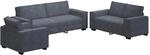 vidaXL 3-Tlg Sofagarnitur mit Kissen Dunkelgrau Samt 3324619