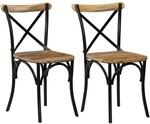 vidaXL Kreuzst&uuml;hle 2 Stk Schwarz Massivholz Mango 247316
