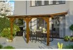 Skan Holz Terrassen&uuml;berdachung Bormio 434 cm x 400 cm Leimholz Nussbaum