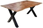 SAM Esstisch Baumkante Massiv Mango Natur 120 x 80 Schwarz X-Gestell DORA