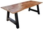 SAM Esstisch Baumkante Massiv Mango Natur 220 x 100 Schwarz A-Gestell DORA
