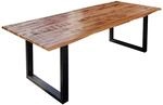 SAM Esstisch Baumkante Massiv Mango Natur 240 x 100 Schwarz U-Gestell DORA