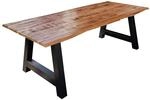 SAM Esstisch Baumkante Massiv Mango Natur 280 x 100 Schwarz A-Gestell DORA