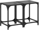 vidaXL Couchtische mit Glasplatte 2 Stk. Schwarz 30x30x40 cm Stahl