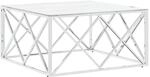 vidaXL Couchtisch Silbern 80x80x40 cm Edelstahl und Glas Modell 1