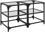 vidaXL Couchtische mit Glasplatten 2 Stk. Transparent 40x40x45cm Stahl