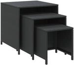 vidaXL Satztische 3 Stk. Schwarz Poly Rattan