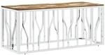 vidaXL Couchtisch Silbern Edelstahl und Altholz Massiv Modell 1