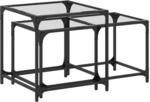 vidaXL Satztische 2 Stk. mit Glasplatte Transparent Stahl