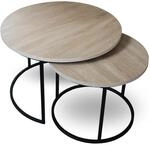 holz4home Couchtisch 2er Set MDF Sonoma Eiche