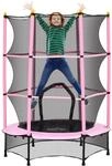 HOMCOM Kids Trampoline Stahl Kunststoff Rosa 140L x 140B x 190H cm