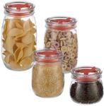 Relaxdays Vorratsgl&auml;ser 4er Set Glas Transparent mit Deckel 21 cm x 12 cm 2 kg