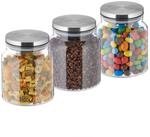 Relaxdays Vorratsgl&auml;ser 3er Set Glas Transparent Luftdicht 1100 ml 14 cm x 12 cm 300