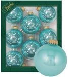 Krebs Glas Lauscha Weihnachtskugeln Aquamarin Glanz Uni 8er-Set 7cm
