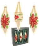 Krebs Glas Lauscha Weihnachtsstern und Beeren 3-tlg. 15cm