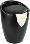 Wenko Hocker Candy Black Matt mit W&auml;schesack Kunststoff (ABS) 36 x 50.5 x 36 cm