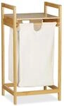Relaxdays W&auml;schekorb Bambus Natur Wei&szlig; Ausziehbar 73 cm x 37 cm x 33 cm 3,1 kg