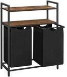 Vasagle W&auml;schekorb 2 F&auml;chern 33 cm x 73 cm x 92 cm Braun-Schwarz 92,