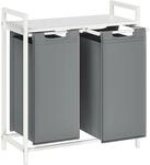 Vasagle W&auml;schekorb 2 F&auml;cher 73 cm x 33 cm x 72 cm Wei&szlig;-Grau 92,