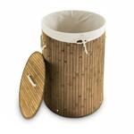 Relaxdays W&auml;schekorb Bambus Natur Rund Faltbar mit Deckel 65 cm x 41 cm 1,9 kg