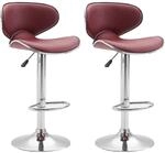 CLP 2er Set Barhocker Las Vegas Kunstleder Bordeauxrot/Chrom