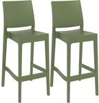 CLP 2er Set Barhocker Maya Kunststoff Oliv