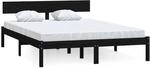 vidaXL Massivholzbett Schwarz Massivholz Kiefer 150x200 cm UK King1135344