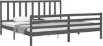 vidaXL Massivholzbett mit Kopfteil Grau 200x200 cm 3193878