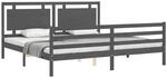 vidaXL Massivholzbett mit Kopfteil Grau 200x200 cm 3194073