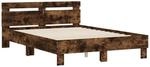 vidaXL Bettgestell mit Kopfteil R&auml;uchereiche 120x200 cm Holzwerkstoff 3207431