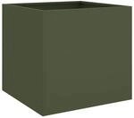 vidaXL Pflanzk&uuml;bel 2 Stk Olivgr&uuml;n 42x40x39 cm Stahl 841554