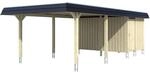 Skan Holz Carport Wendland Eiche hell + Anbau 409x870cm EPDM-Dach Blende Schwarz
