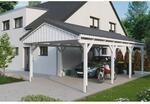 Skan Holz Carport Fichtelberg 423 cm x 808 cm Dachlattung Wei&szlig;