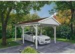 Skan Holz Carport Fichtelberg 317 cm x 566 cm Rote Schindeln Wei&szlig;