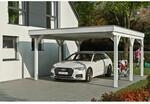 Skan Holz Carport Grunewald 427 cm x 554 cm mit Aluminiumdach Wei&szlig;