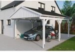 Skan Holz Carport Fichtelberg 423 cm x 566 cm Schwarze Schindeln Wei&szlig;