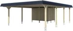 Skan Holz Doppelcarport Wendland Eiche hell +Anbau 630x879 cm Alu-Dach Schwarz