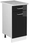 Vicco K&uuml;chenunterschrank R-Line Schwarz Hochglanz/Wei&szlig; 40 cm AP Marmor