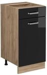 Vicco K&uuml;chenunterschrank R-Line Schwarz Hochglanz/Goldkraft Eiche 40 cm ohne