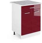 Vicco K&uuml;chenunterschrank R-Line Bordeaux Hochglanz/Wei&szlig; 60 cm mit Schublade AP