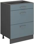 Vicco K&uuml;chenunterschrank R-Line Blau-Grau/Anthrazit 60 cm mit Schubladen ohne