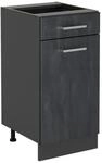 Vicco K&uuml;chenunterschrank R-Line Schwarz Beton 40 cm ohne Arbeitsplatte mit...
