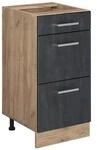 Vicco K&uuml;chenunterschrank R-Line Schwarz Beton 40 cm ohne Arbeitsplatte mit...